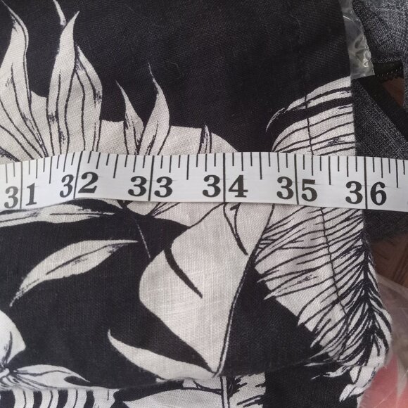 Christian Siriano 100% Linen Wide Leg Pants Monstera Leaf‎ Tropical Beach Size M - Picture 6 of 7